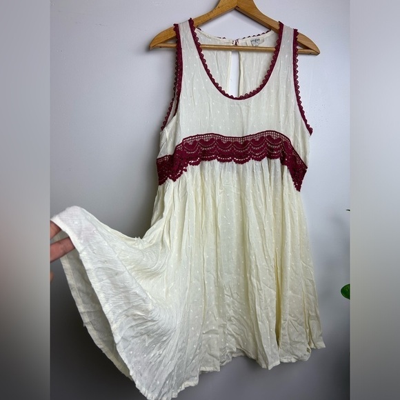 Umgee Usa Flare Lace Sz S Sleeveless oversized Hippie Boho midi Dress popcorn - Picture 3 of 8